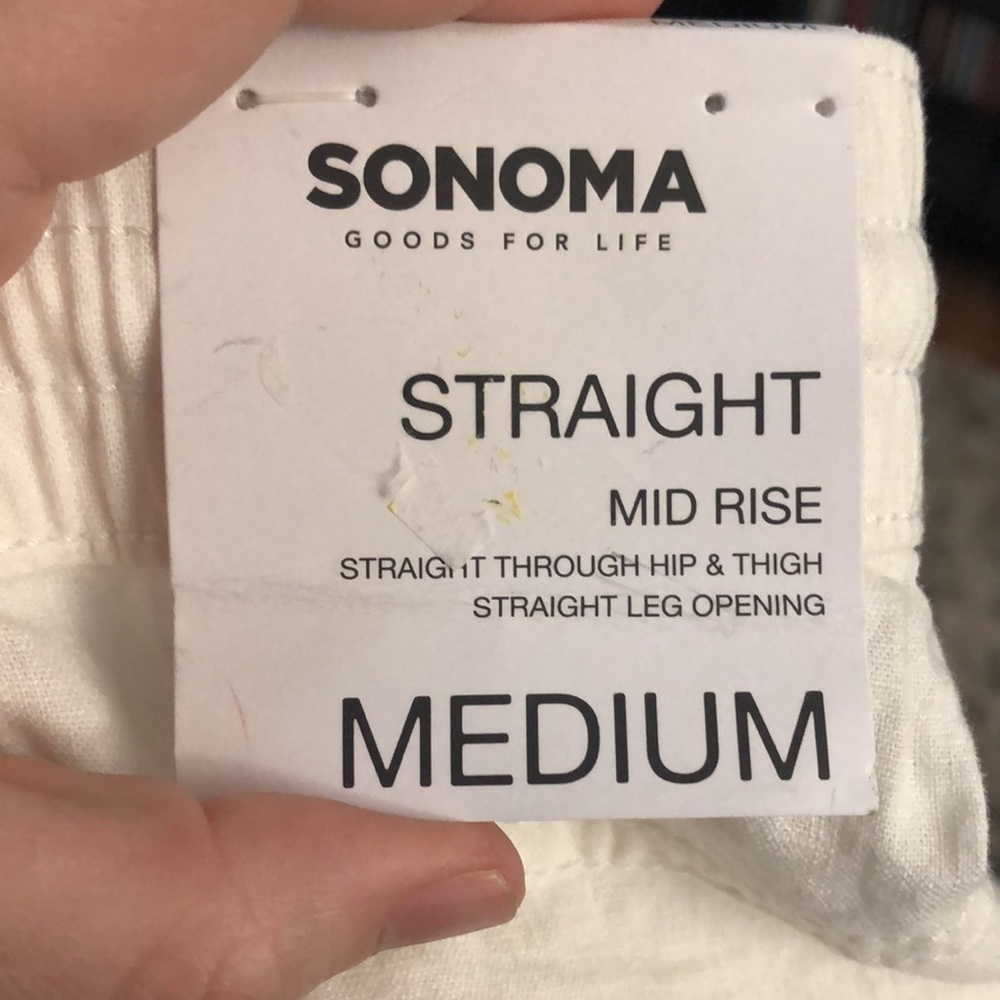NWT Sonoma White Linen Pants, size medium - Picture 8 of 9